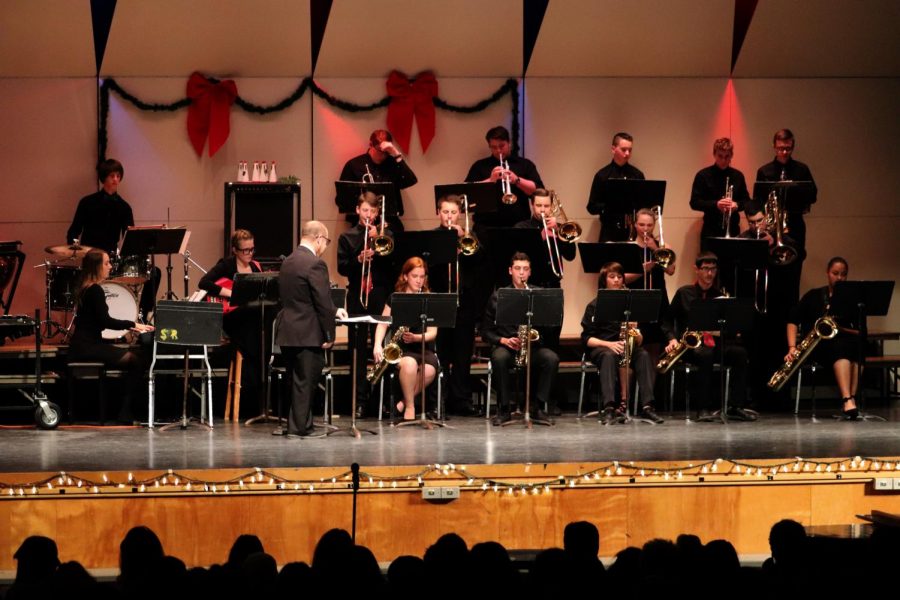 Mr. Fine conducts the jazz band 