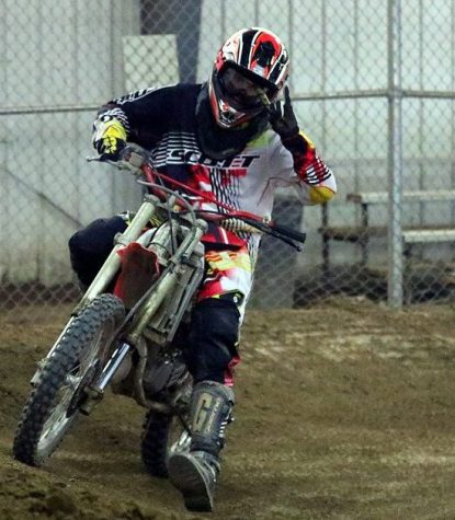 Brendan Stover races his dirtbike at Switchback Raceway.