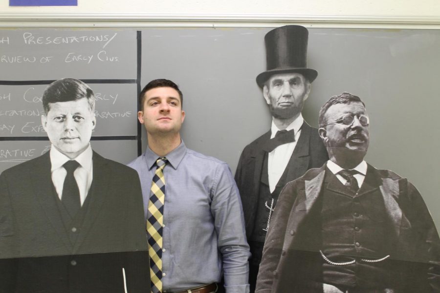 Mr. Miller stands proudly with his favorite president, TR, along with some other great leaders of our country. Miller said Roosevelt is his favorite president because of how he influenced the people of the United States. 